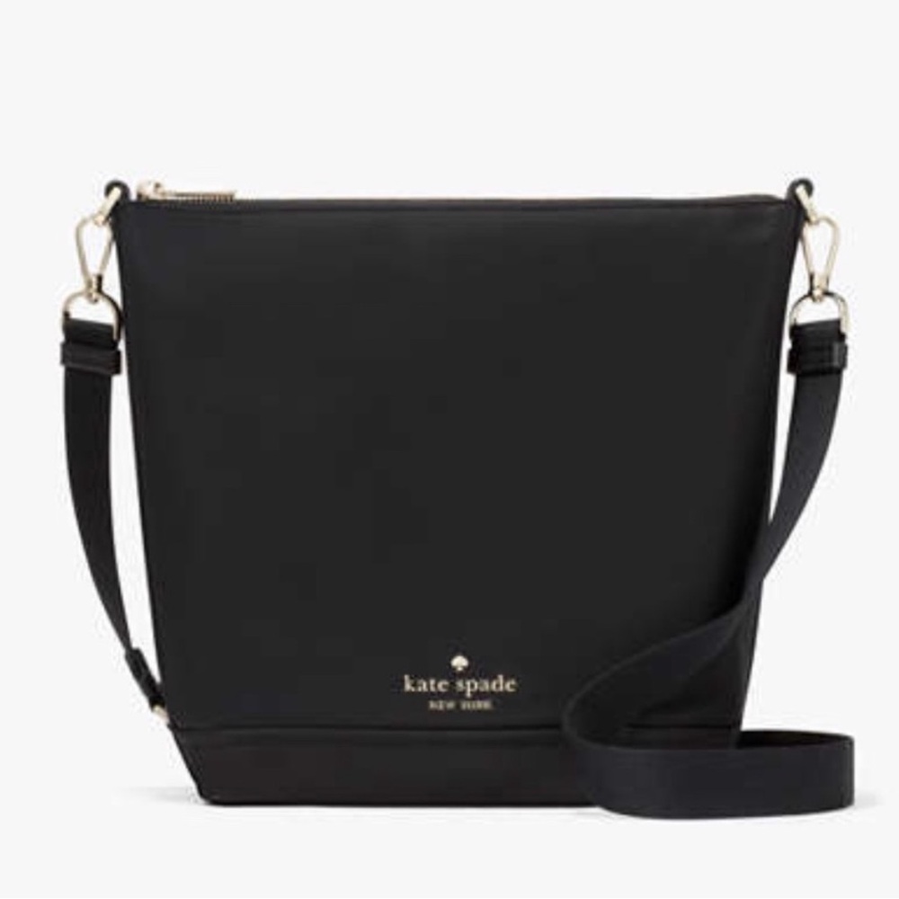 kate spade Black Leather Crossbody with Gold Hardware